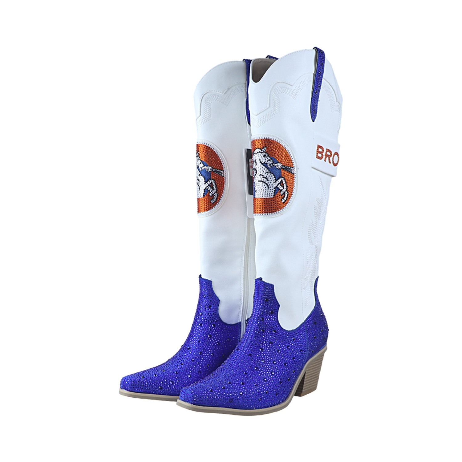 Women's FABGATING by Cuce White Denver Broncos Crystal Cowboy Boots