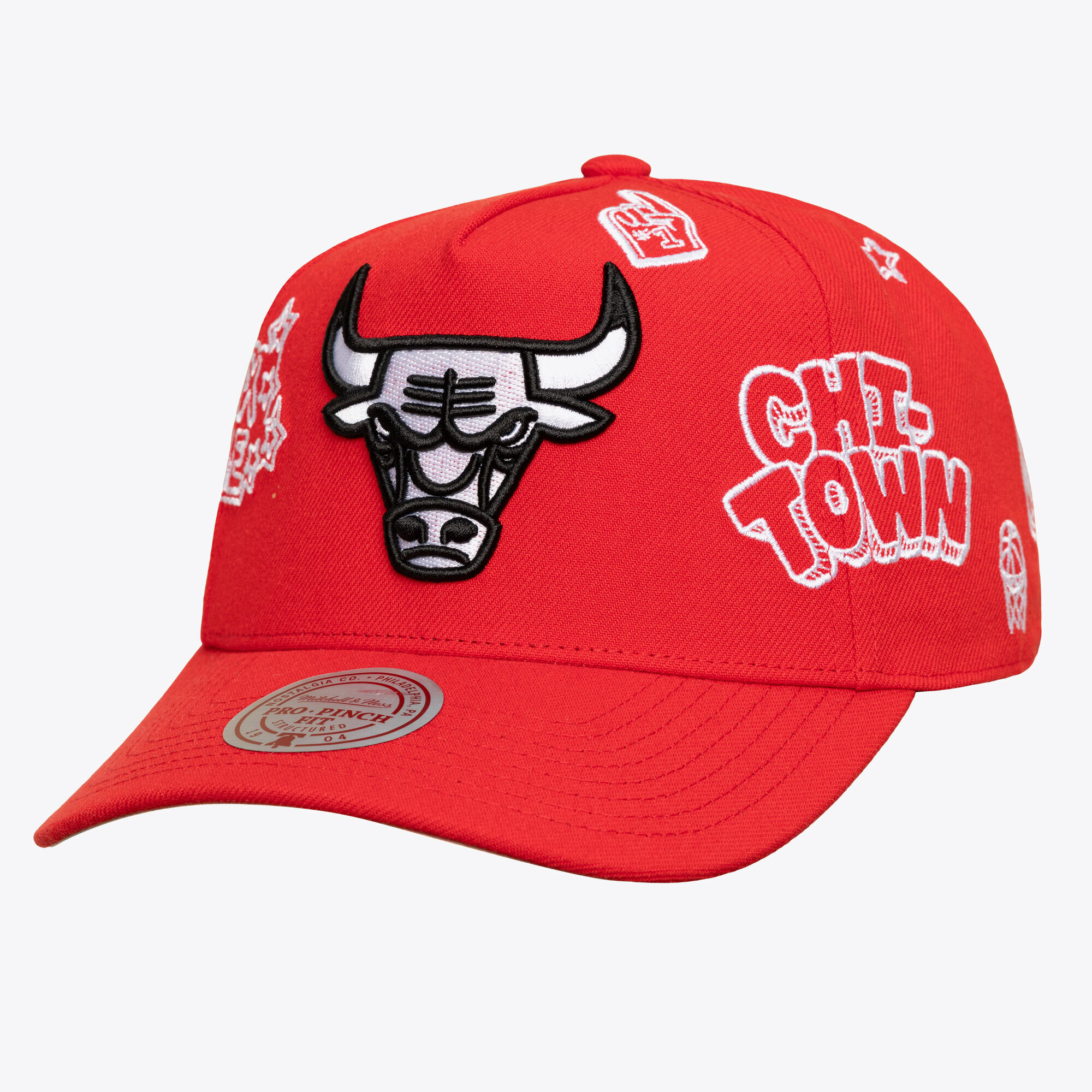 Unisex Mitchell & Ness  Red Chicago Bulls Downtown Doodle Pro Snapback Hat