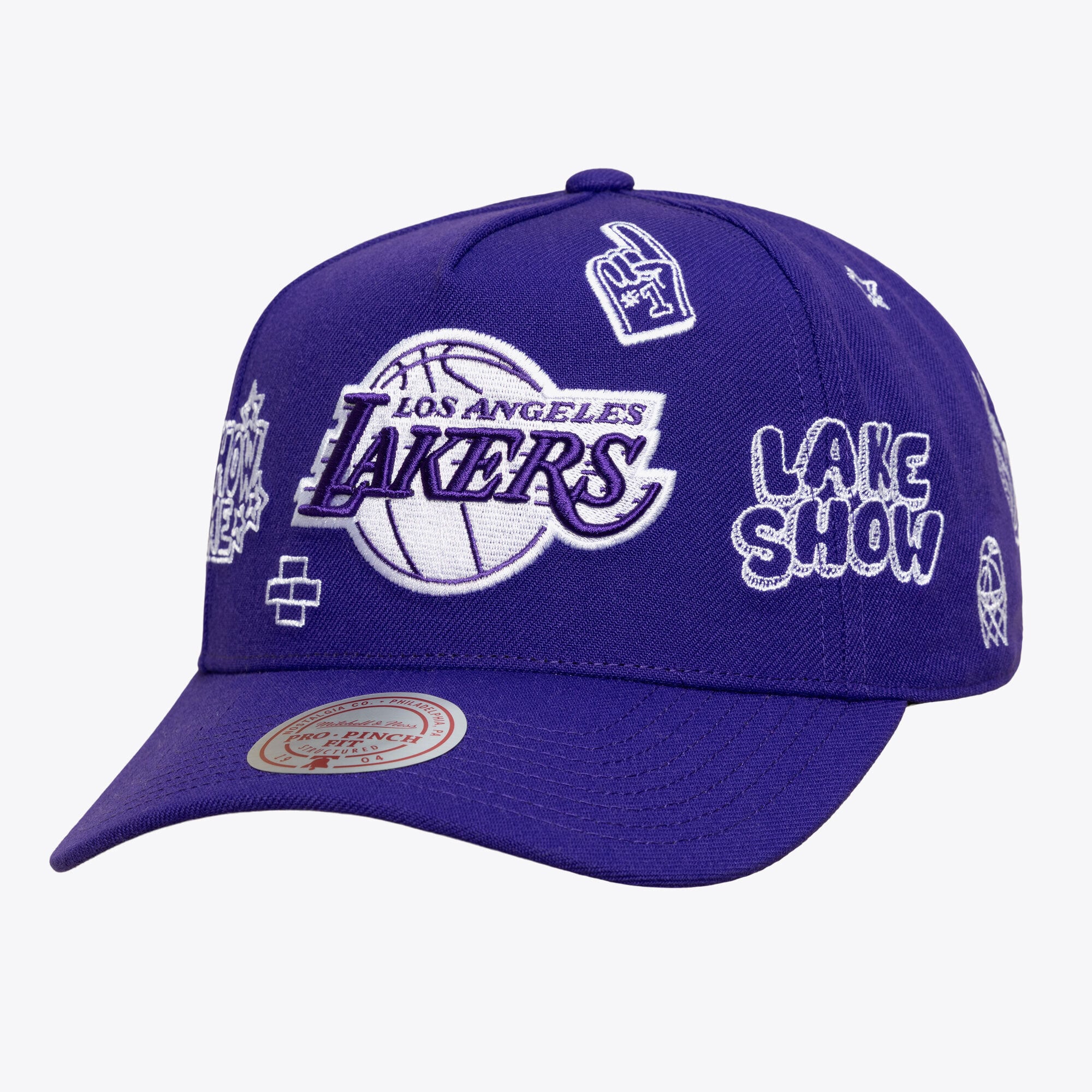 Unisex Mitchell & Ness  Purple Los Angeles Lakers Downtown Doodle Pro Snapback Hat