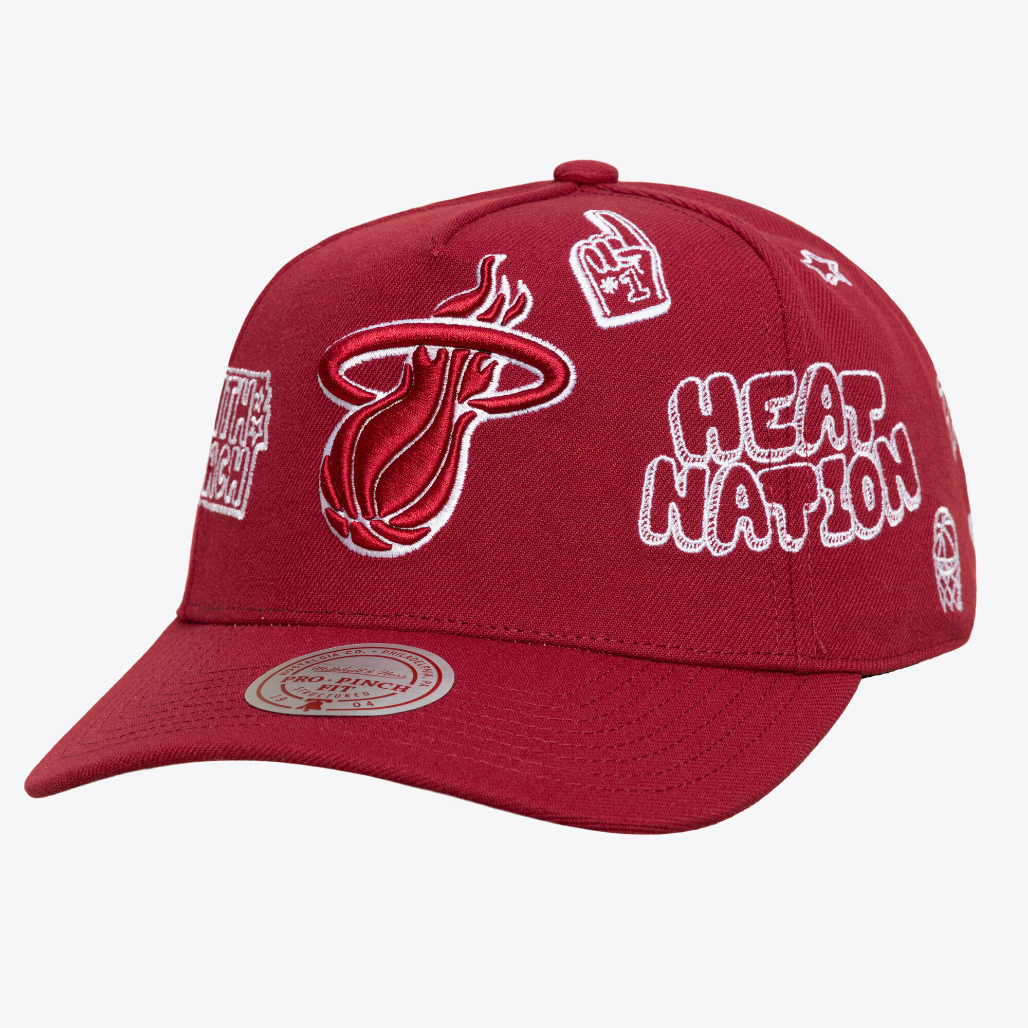 Unisex Mitchell & Ness  Red Miami Heat Downtown Doodle Pro Snapback Hat