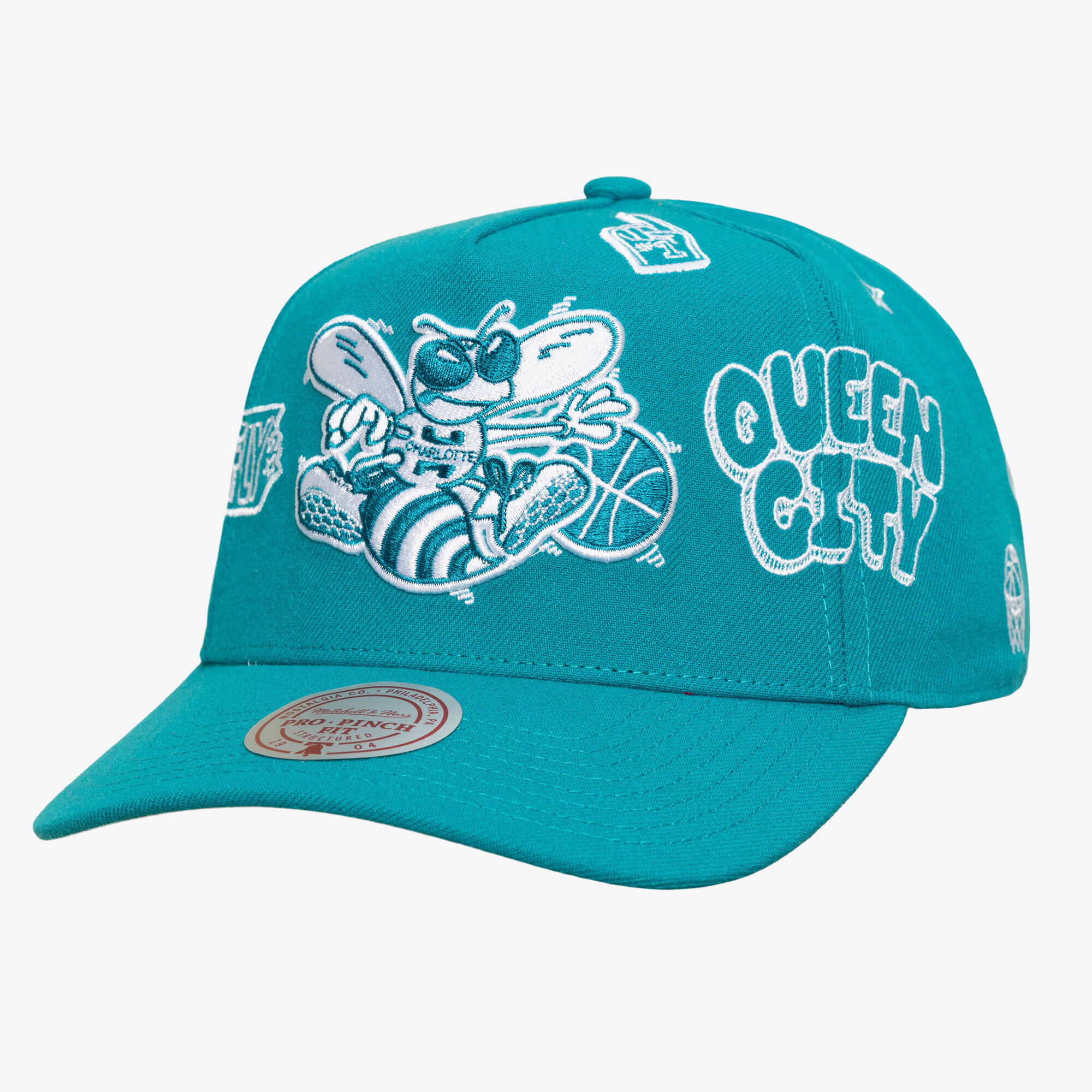Unisex Mitchell & Ness  Teal Charlotte Hornets Downtown Doodle Pro Snapback Hat