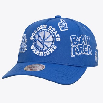 Unisex Mitchell & Ness  Royal Golden State Warriors Hardwood Classics Downtown Doodle Pro Snapback Hat