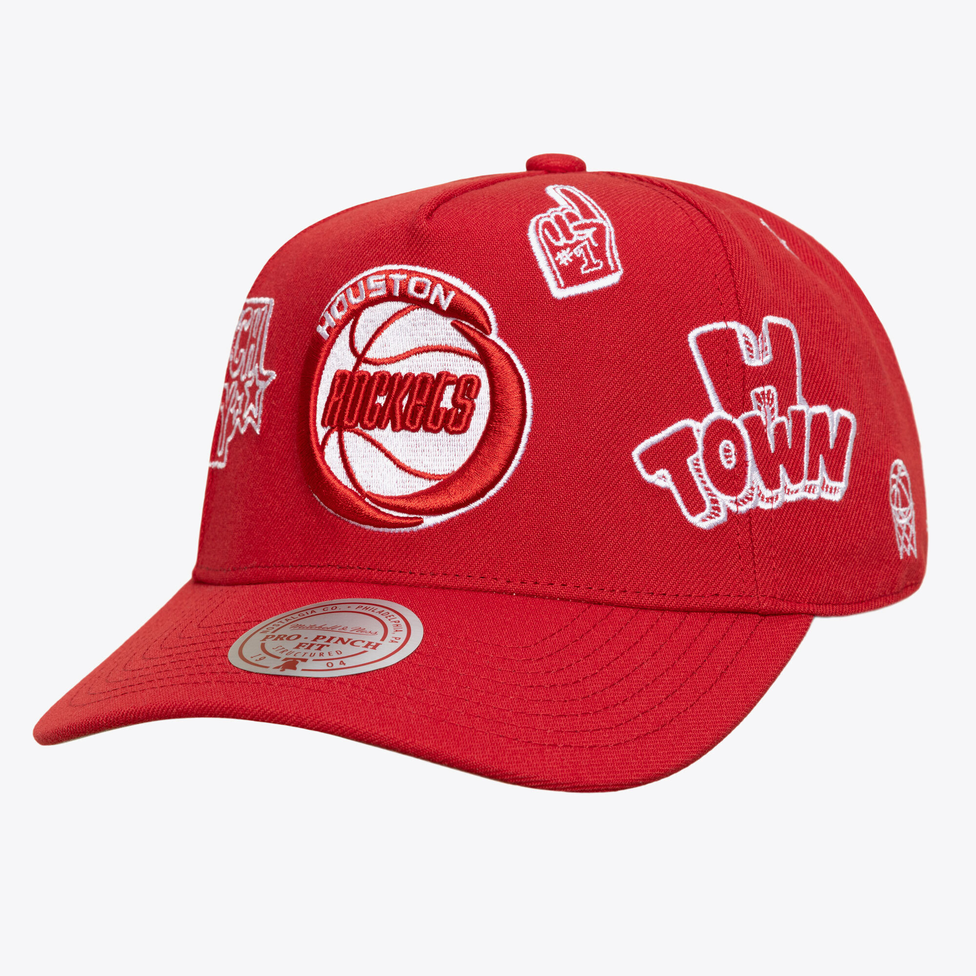 Unisex Mitchell & Ness  Red Houston Rockets Hardwood Classics Downtown Doodle Pro Snapback Hat