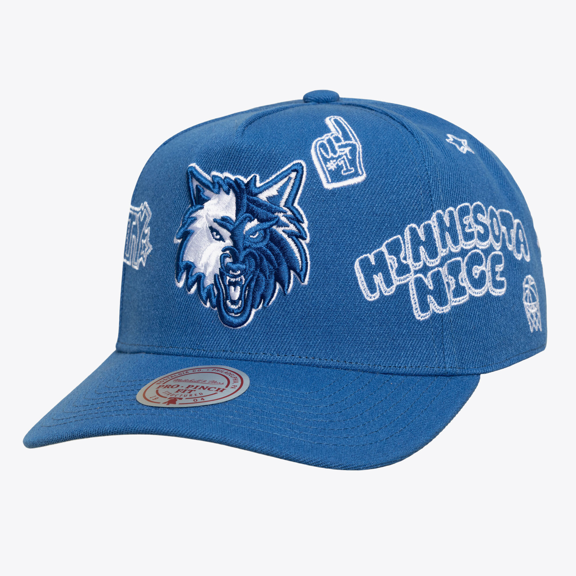 Unisex Mitchell & Ness  Blue Minnesota Timberwolves Hardwood Classics Downtown Doodle Pro Snapback Hat