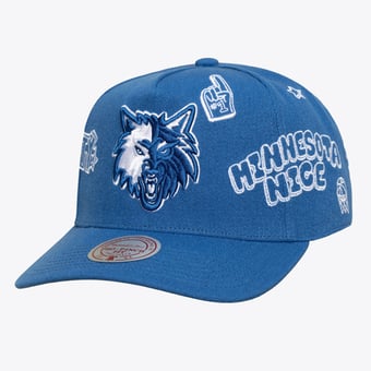 Unisex Mitchell & Ness  Blue Minnesota Timberwolves Hardwood Classics Downtown Doodle Pro Snapback Hat