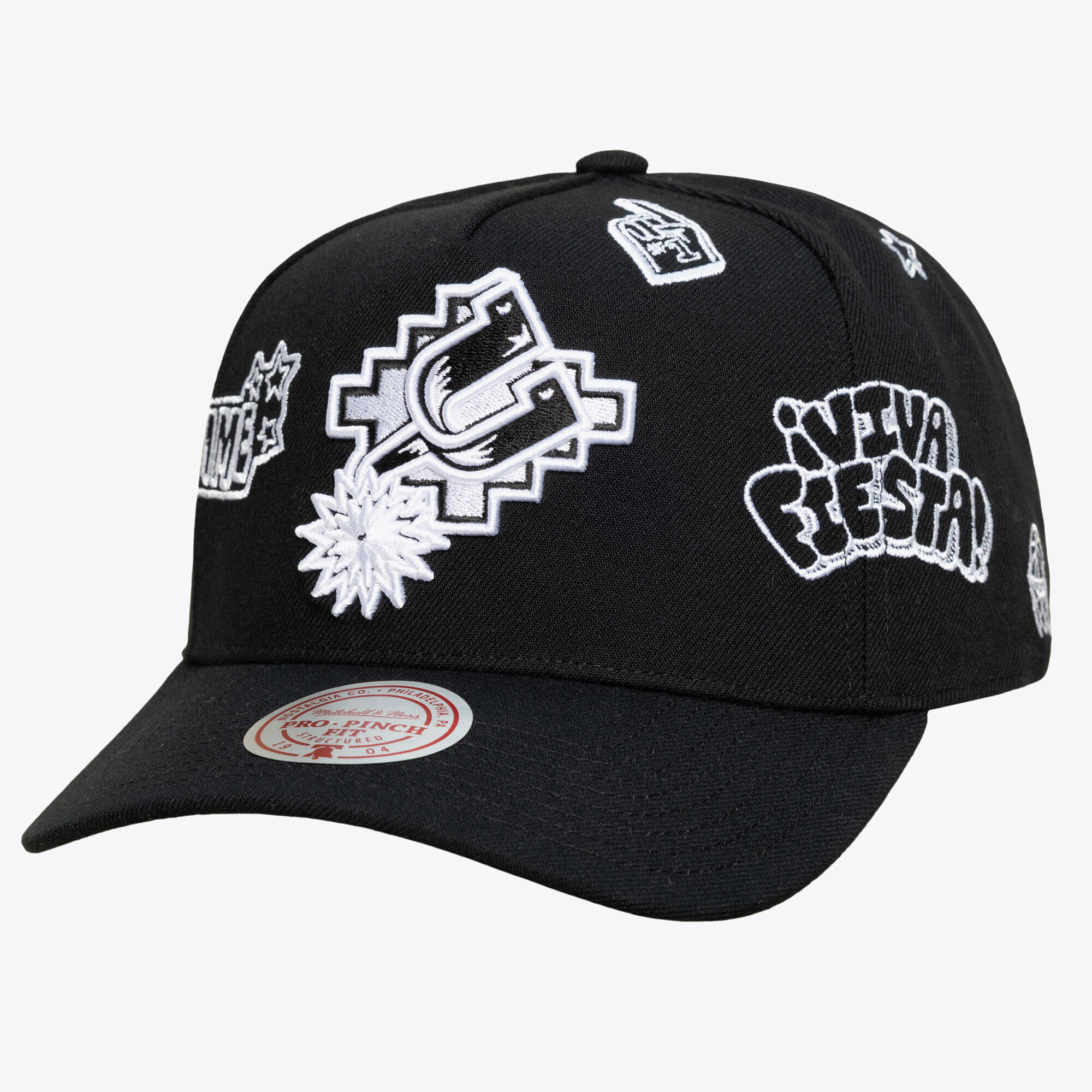 Unisex Mitchell & Ness  Black San Antonio Spurs Hardwood Classics Downtown Doodle Pro Snapback Hat