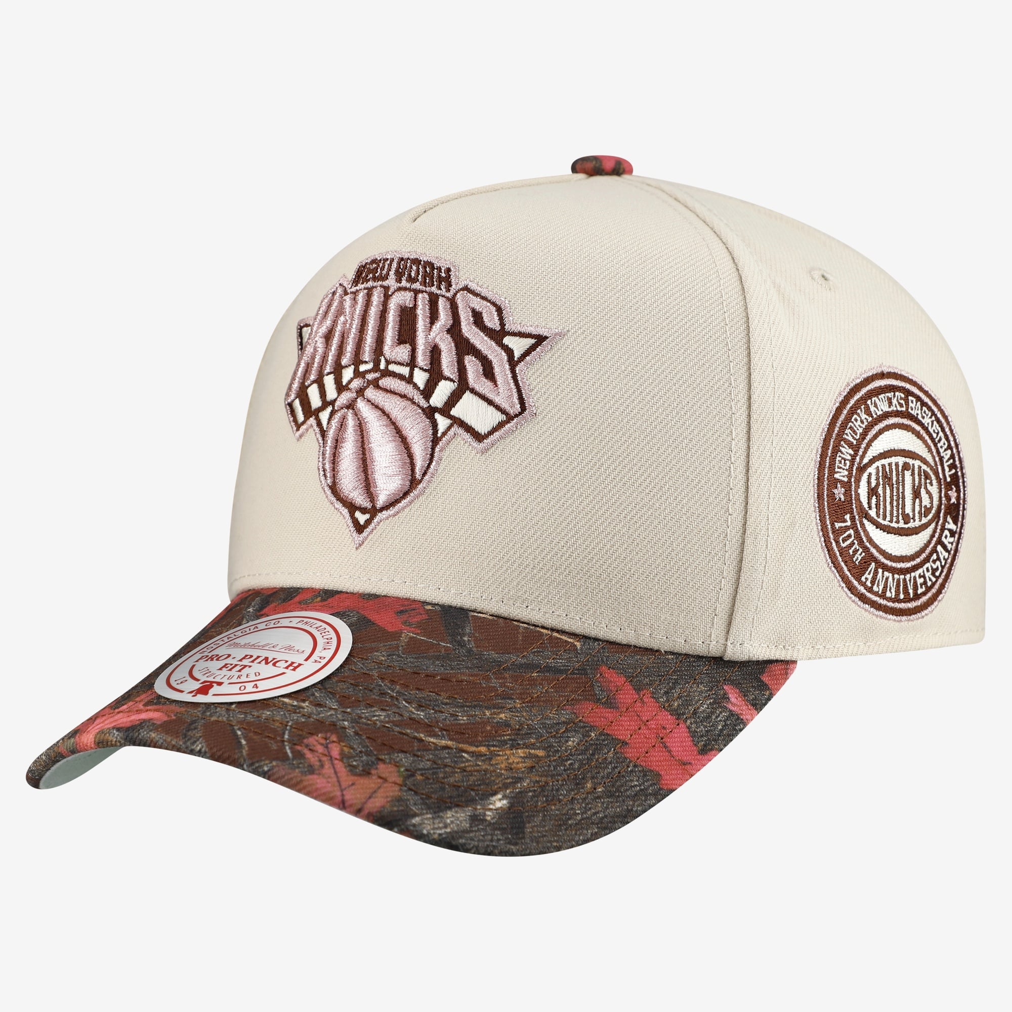 Unisex Mitchell & Ness  Cream New York Knicks Fall Pink Pro Snapback Hat