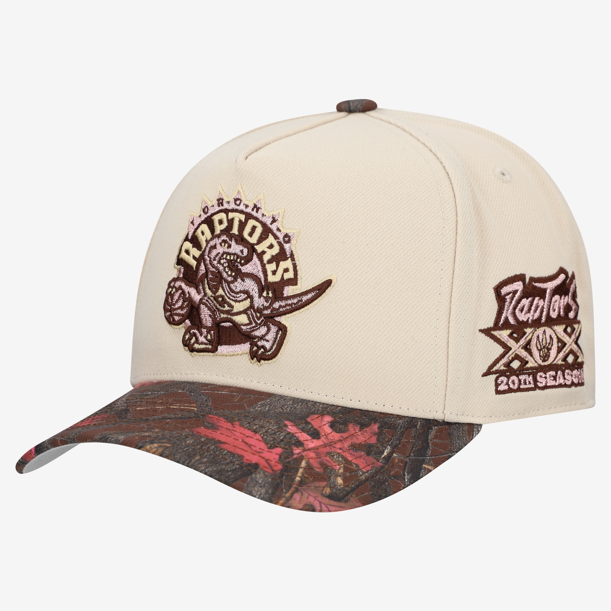 Unisex Mitchell & Ness  Cream Toronto Raptors Hardwood Classics Fall Pink Pro Snapback Hat