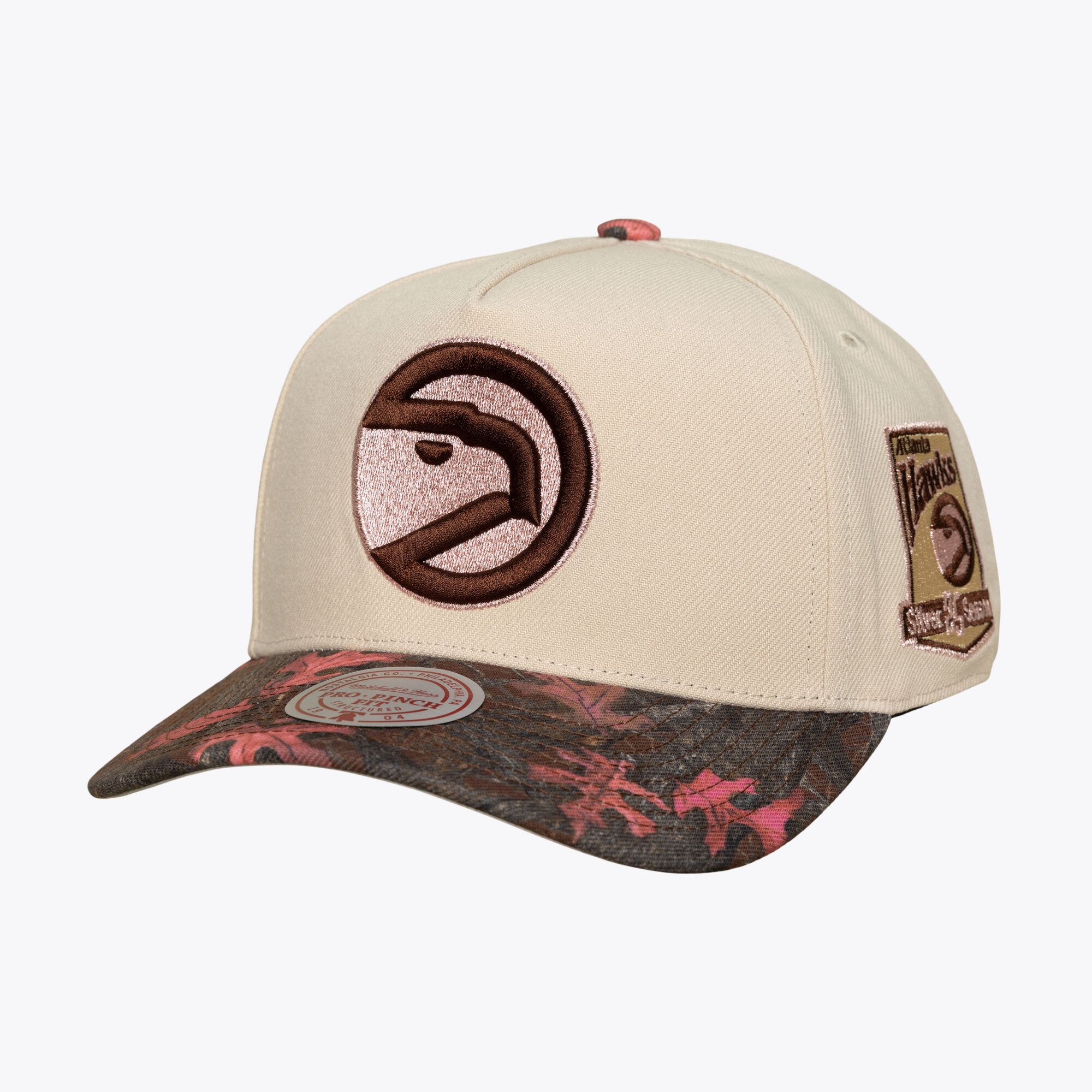 Unisex Mitchell & Ness  Cream Atlanta Hawks Hardwood Classics Fall Pink Pro Snapback Hat