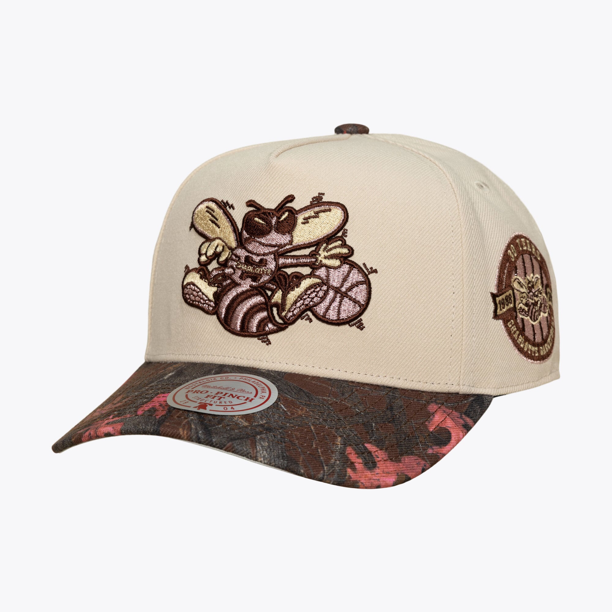 Mitchell & Ness Men's and Women's Cream Charlotte Hornets Hardwood Classics Fall Pink Pro Snapback Hat - Cream