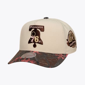Unisex Mitchell & Ness  Cream Philadelphia 76ers Hardwood Classics Fall Pink Pro Snapback Hat