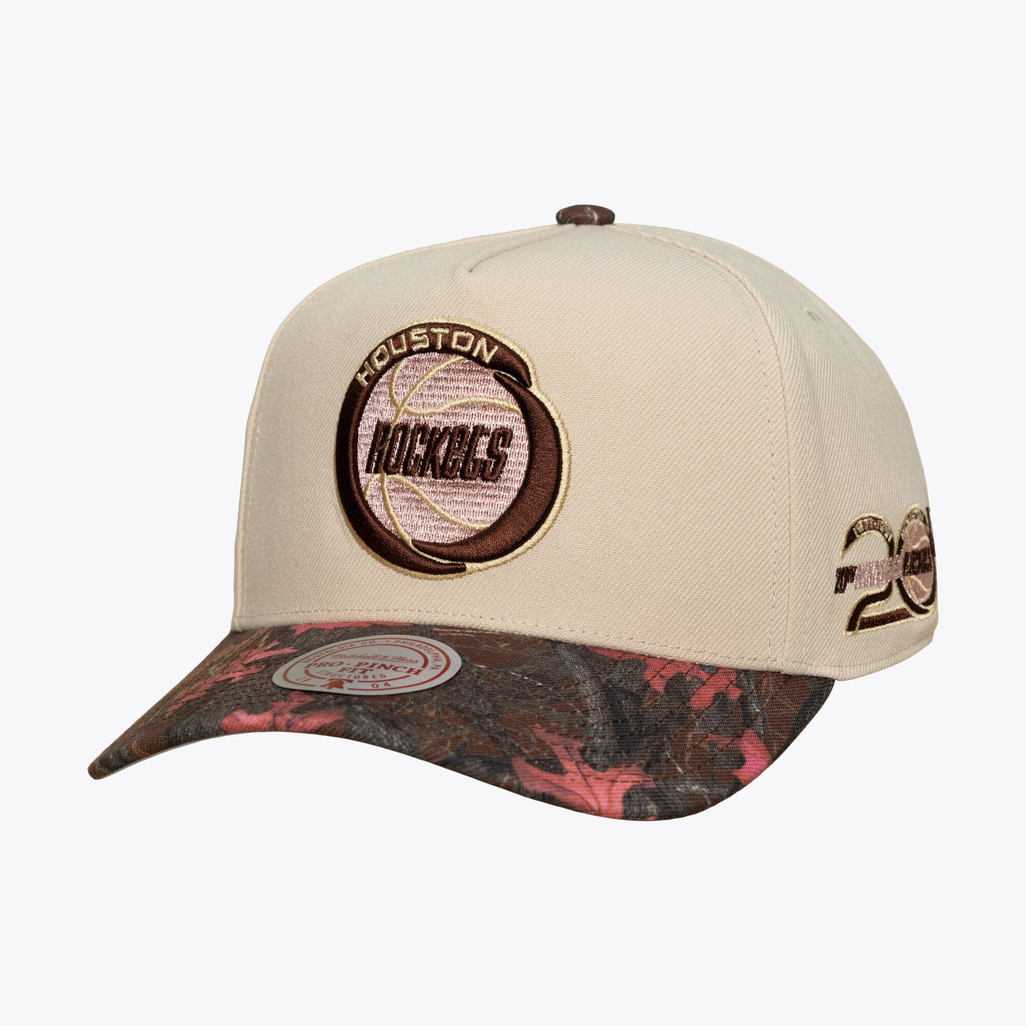 Unisex Mitchell & Ness  Cream Houston Rockets Hardwood Classics Fall Pink Pro Snapback Hat