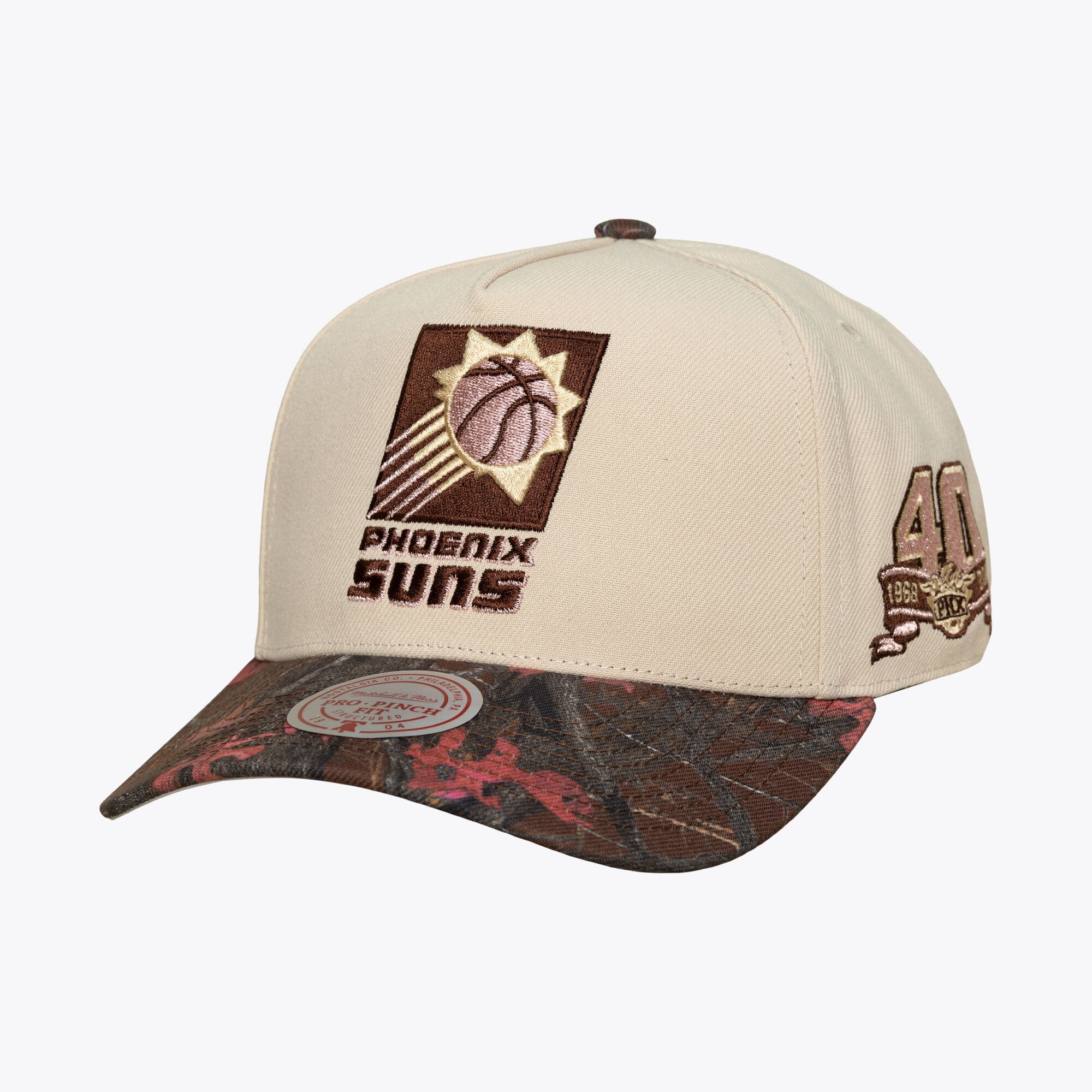 Unisex Mitchell & Ness  Cream Phoenix Suns Hardwood Classics Fall Pink Pro Snapback Hat