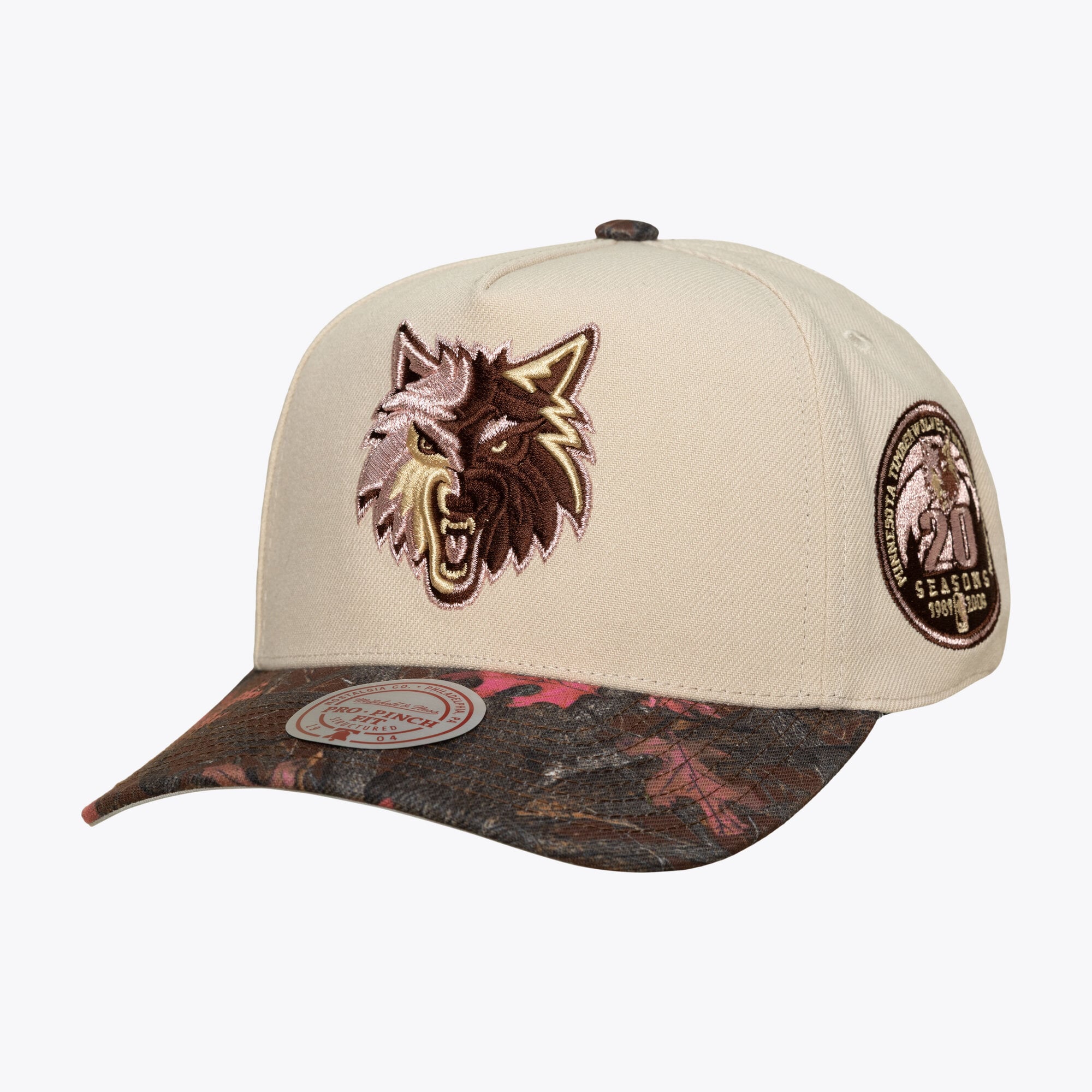 Unisex Mitchell & Ness  Cream Minnesota Timberwolves Hardwood Classics Fall Pink Pro Snapback Hat