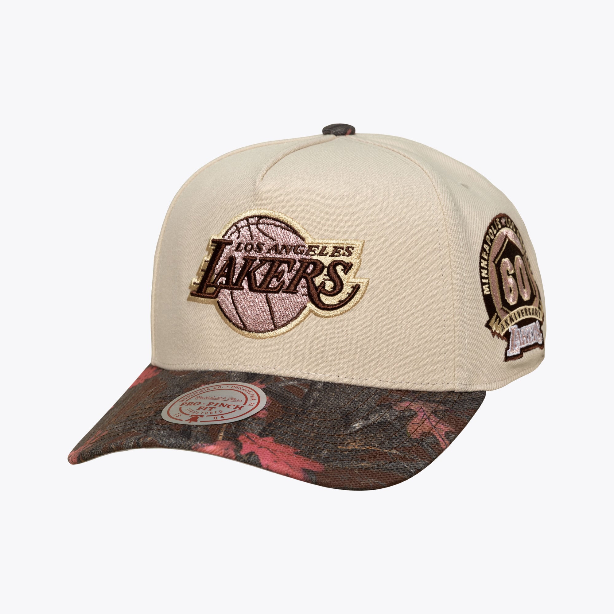 Unisex Mitchell & Ness Cream Los Angeles Lakers Fall Pink Pro Snapback Hat
