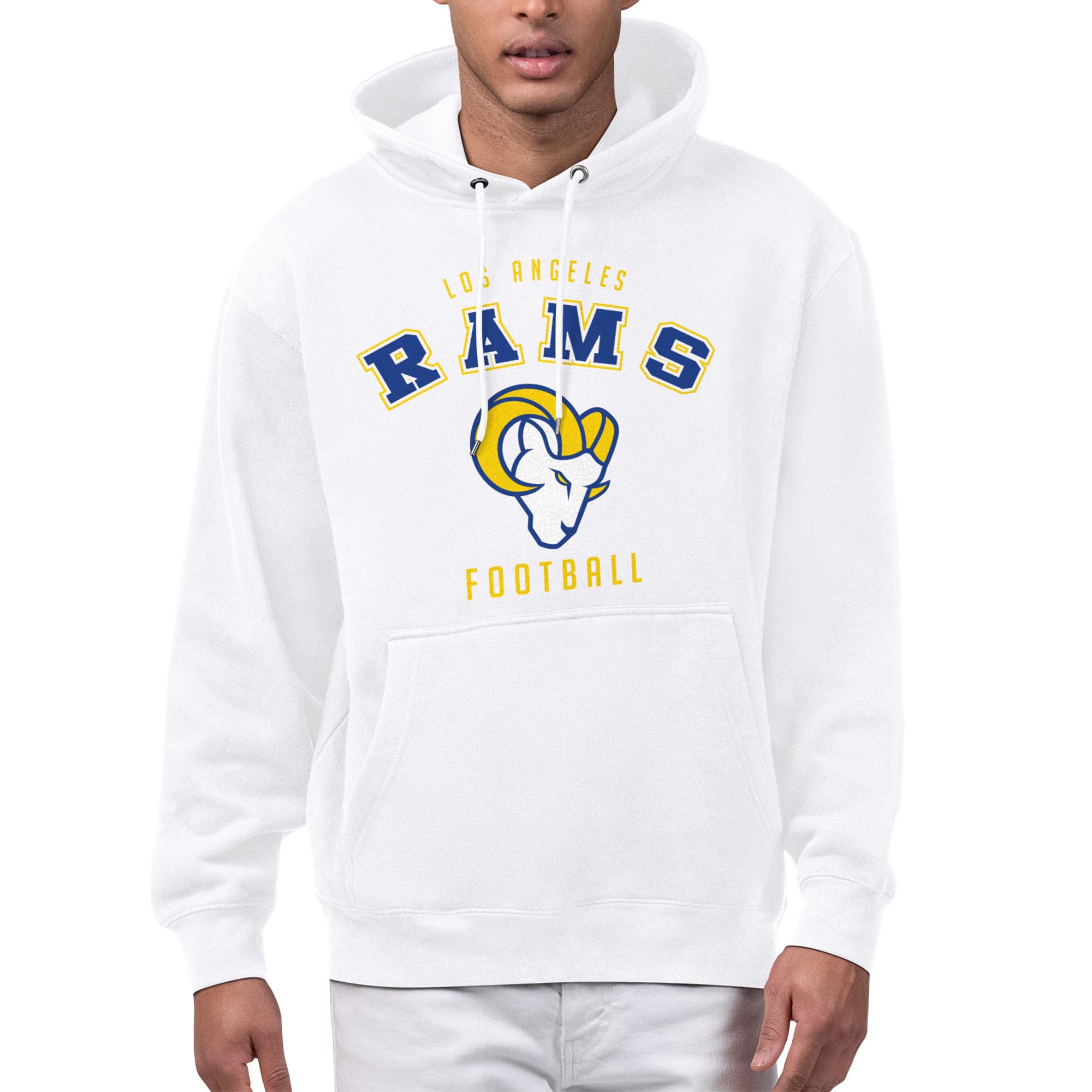 Men's Starter White Los Angeles Rams Logo Graphic Hoodie