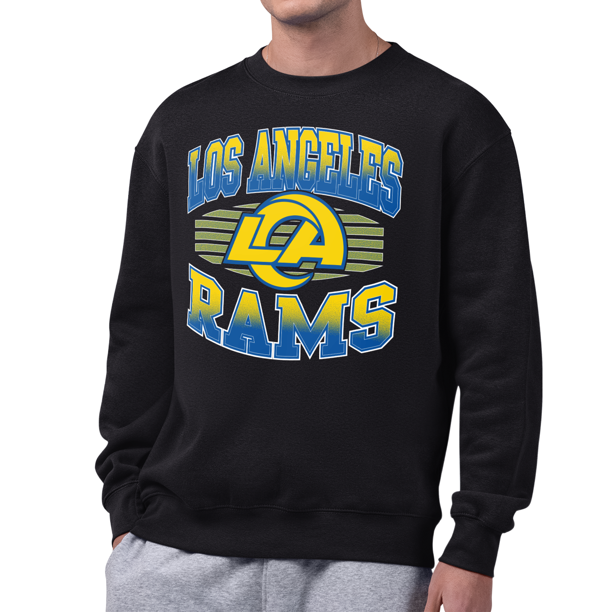 Men's Starter Black Los Angeles Rams Grit Graphic Fleece Sweatshirt
