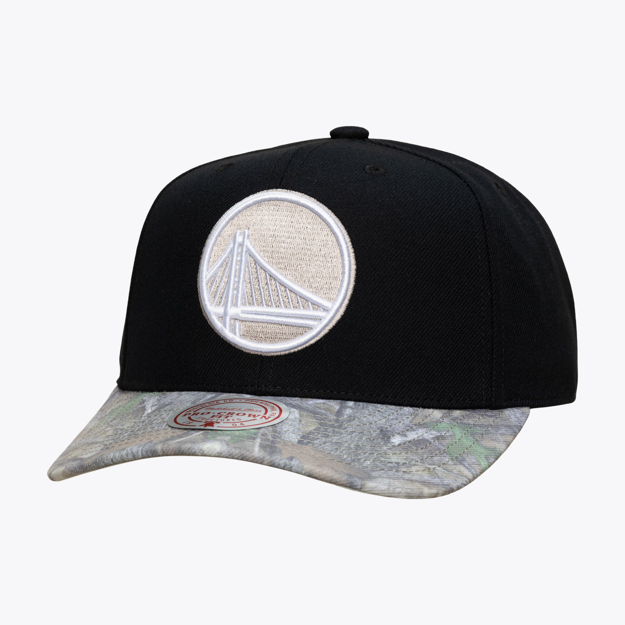Men's Mitchell & Ness  Black/Camo Golden State Warriors Midnight Timber Pro Crown Snapback Hat
