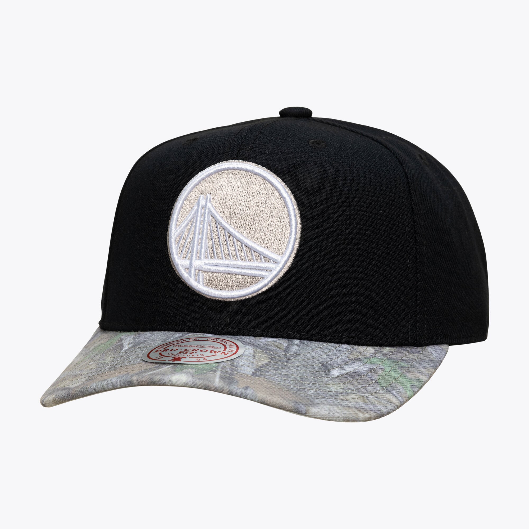 Men's Mitchell & Ness Black/Camo Golden State Warriors Midnight Timber Pro Crown Snapback Hat