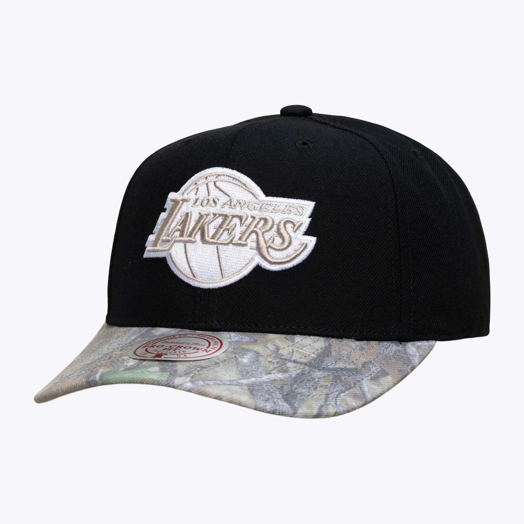 Men's Mitchell & Ness  Black/Camo Los Angeles Lakers Midnight Timber Pro Crown Snapback Hat