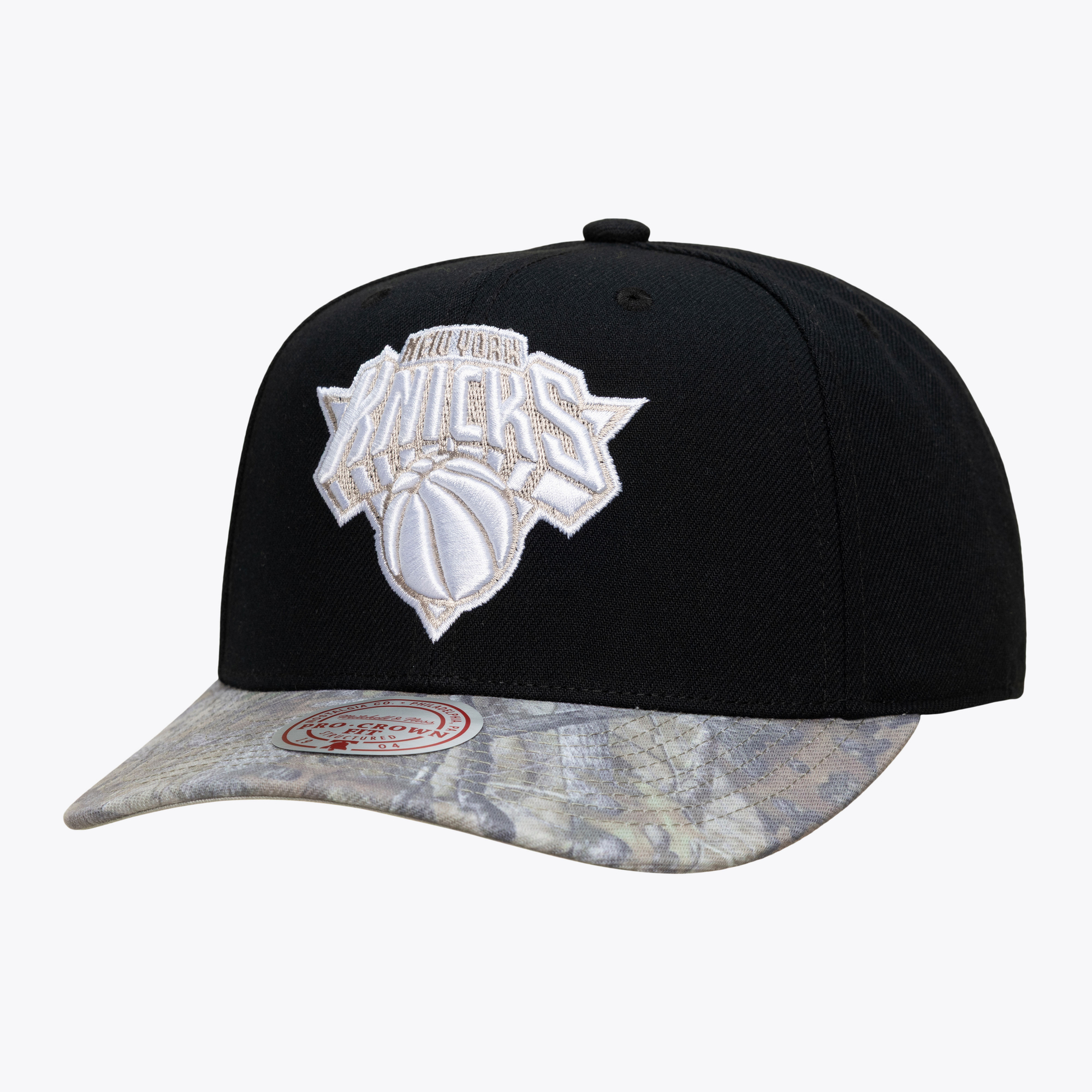 Mitchell & Ness Men's Black/Camo New York Knicks Midnight Timber Pro Crown Snapback Hat - Black, Camo