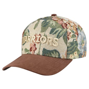 Men's Mitchell & Ness Tan Golden State Warriors Tapestry Wordmark Pro Snapback Hat