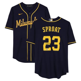 Brandon Sproat Milwaukee Brewers Autographed Navy Nike Replica Jersey