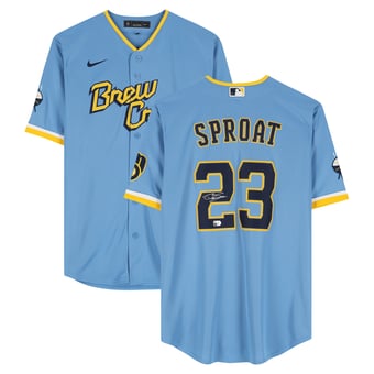 Brandon Sproat Milwaukee Brewers Autographed Light Blue Nike City Connect Limited Jersey