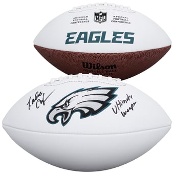 "Randall Cunningham Philadelphia Eagles Autographed Wilson White Panel Football with ""Ultimate Weapon"" Inscription"