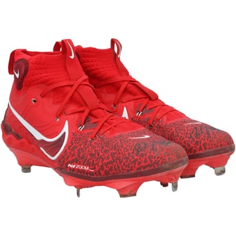 Wyatt Langford Texas Rangers Autographed Game-Used Red Nike Cleats from the 2025 MLB Season - HH98516053-54