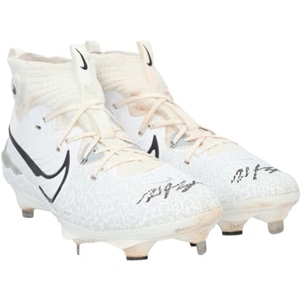 Wyatt Langford Texas Rangers Autographed Game-Used White Nike Cleats from the 2025 MLB Season - HH98516057-58