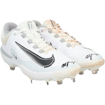 Wyatt Langford Texas Rangers Autographed Game-Used White Nike Cleats from the 2025 MLB Season - NF70448561-62