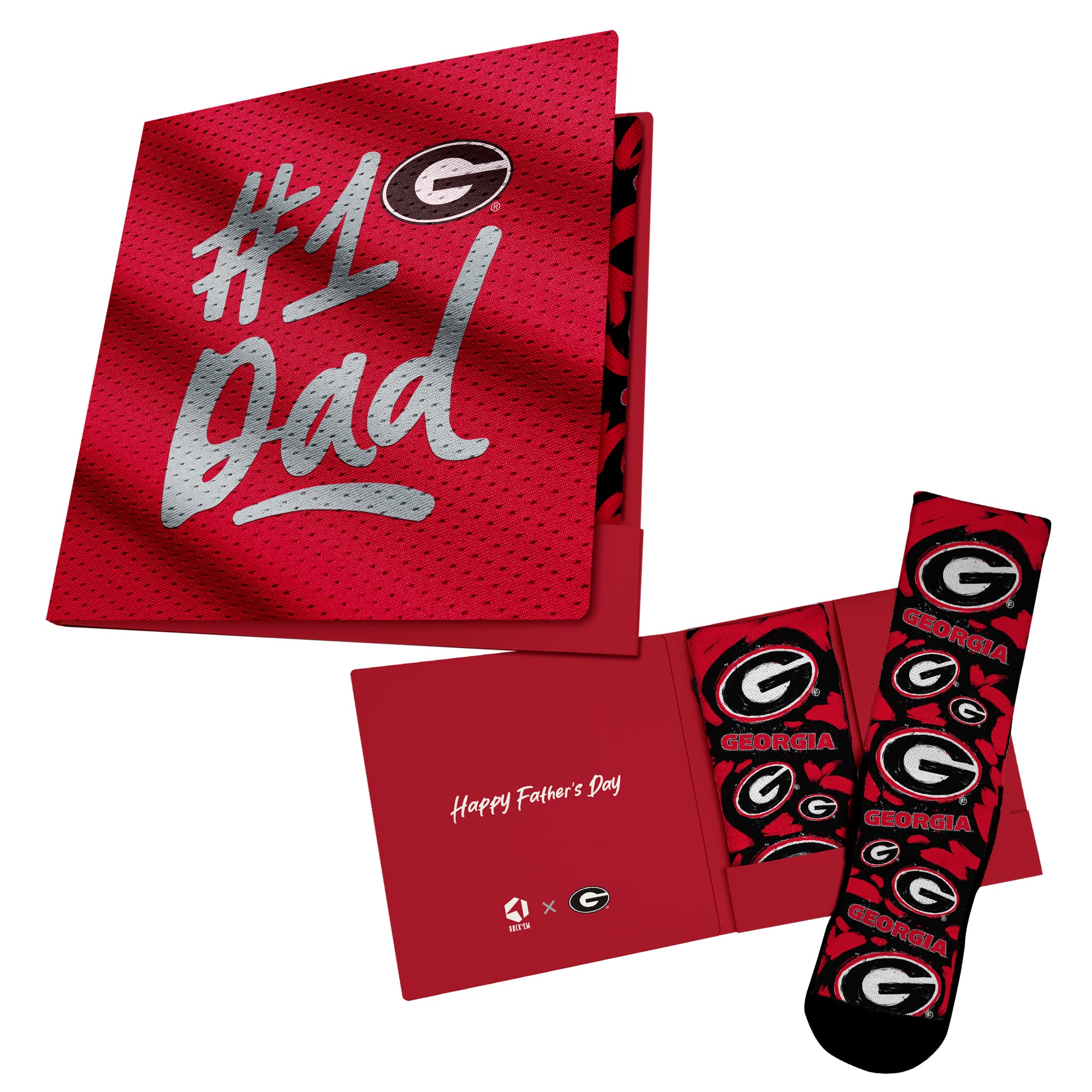 Unisex Rock Em  Red Georgia Bulldogs #1 Dad Gift Card Socks