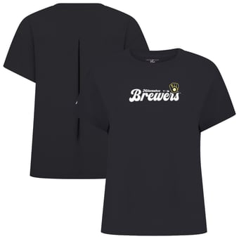 Women's Levelwear  Black Milwaukee Brewers Verve Valerie Big Script T-Shirt