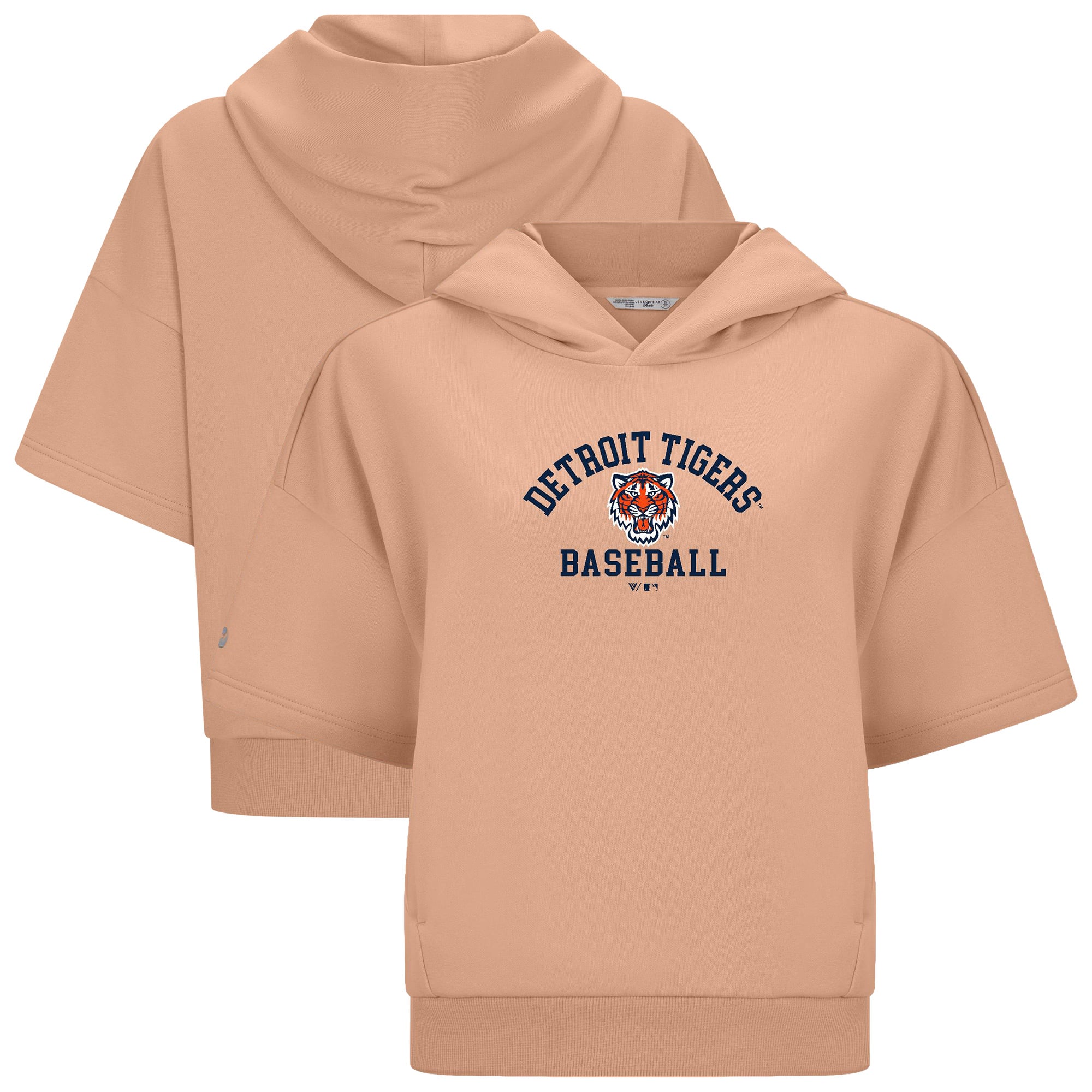 Women's Levelwear  Beige Detroit Tigers Amber Short Sleeve Limelight Hoodie