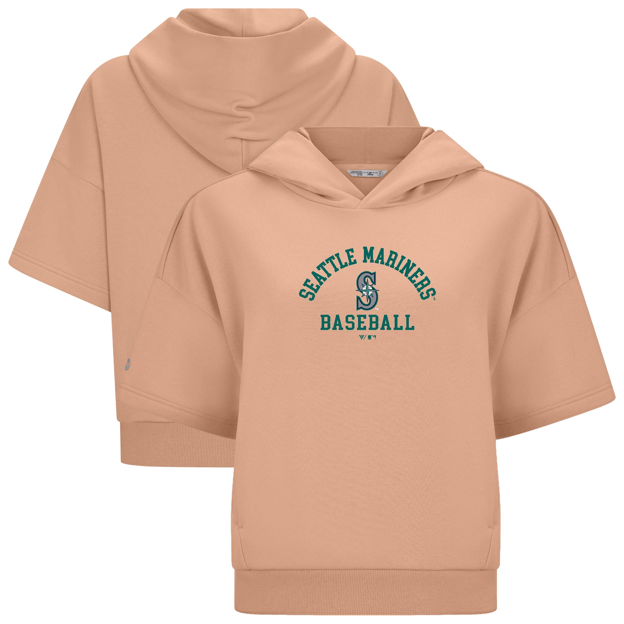 Women's Levelwear  Beige Seattle Mariners Amber Short Sleeve Limelight Hoodie