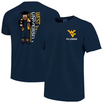 Men's Navy West Virginia Mountaineers Mascot Grad Achievement Unlocked T-Shirt