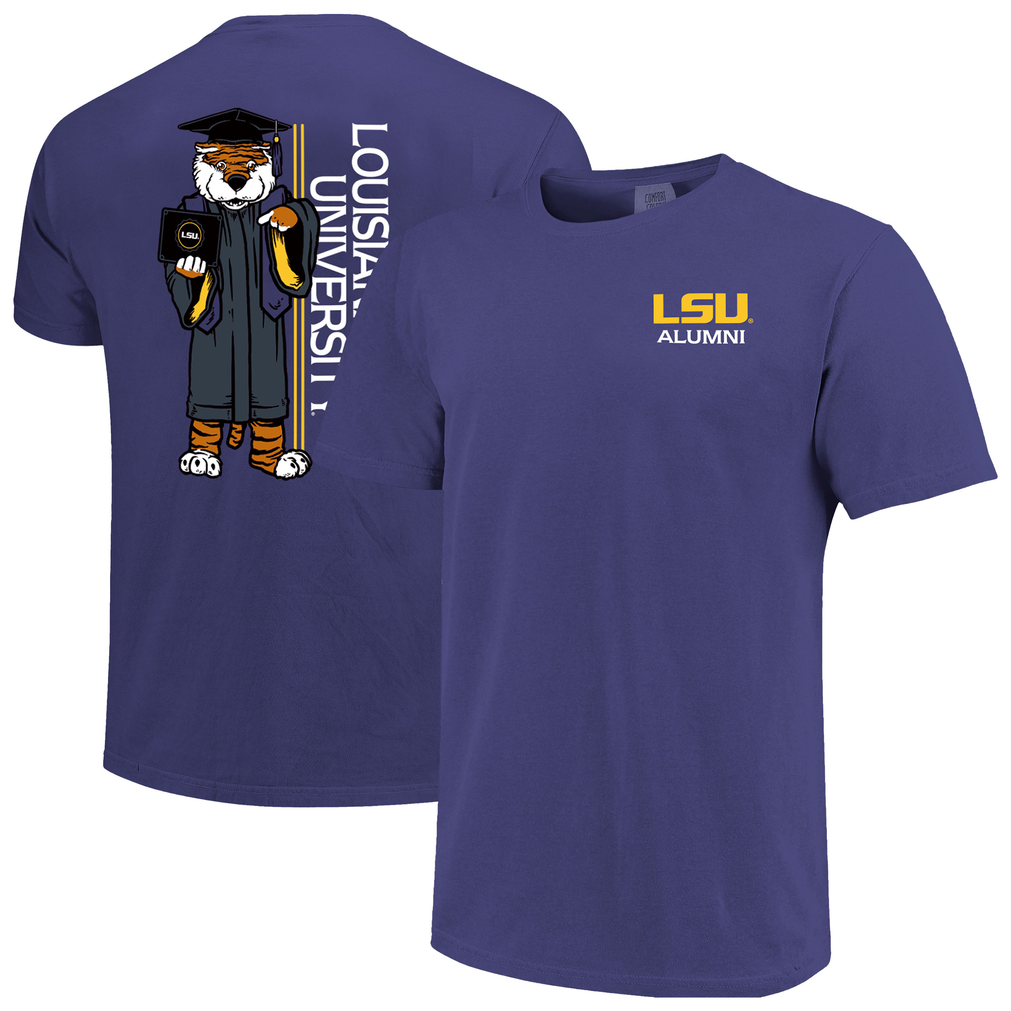 Men’s Purple LSU Tigers Mascot Grad Achievement Unlocked T-Shirt Men’s Purple LSU Tigers Mascot Grad Achievement Unlocked T-Shirt