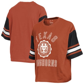 Women's Pressbox  Texas Orange Texas Longhorns Sunday Colorblock Seal Slub T-Shirt