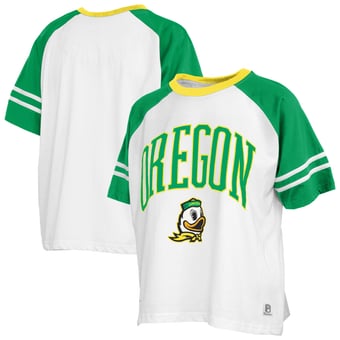 Women's Pressbox  White Oregon Ducks Sky Colorblock Slub T-Shirt