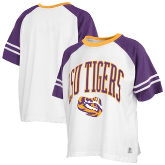 Women's Pressbox  White LSU Tigers Sky Colorblock Slub T-Shirt