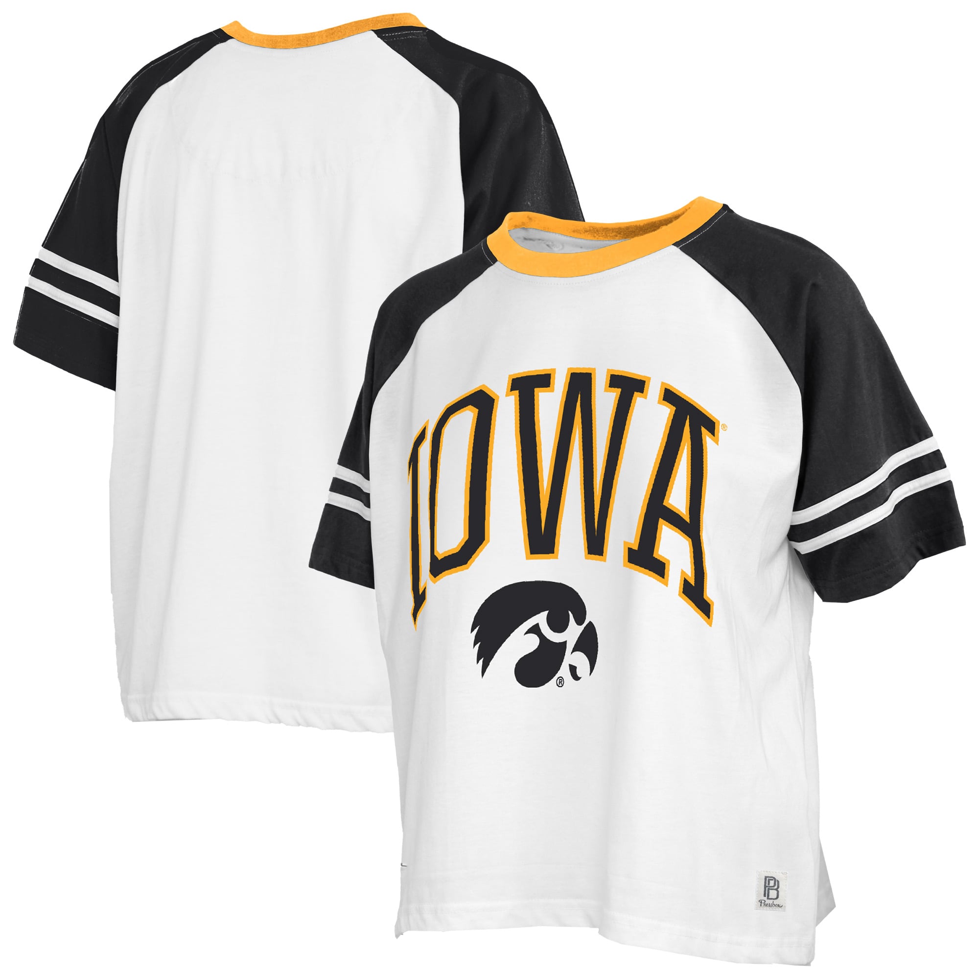 Women's Pressbox White Iowa Hawkeyes Sky Colorblock T-Shirt