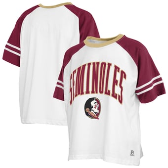 Women's Pressbox  White Florida State Seminoles Sky Colorblock Slub T-Shirt