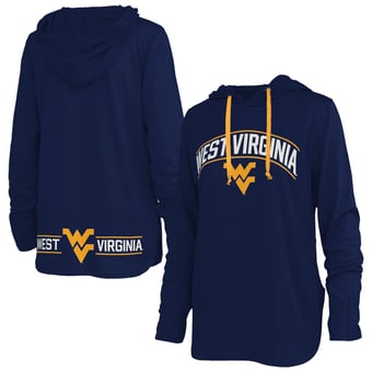 Women's Pressbox Navy West Virginia Mountaineers Allie Long Sleeve Hooded T-Shirt