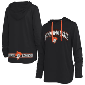 Women's Pressbox Black Oklahoma State Cowboys Allie Long Sleeve Hooded T-Shirt