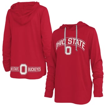 Women's Pressbox Scarlet Ohio State Buckeyes Allie Long Sleeve Hooded T-Shirt