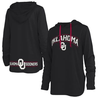Women's Pressbox Black Oklahoma Sooners Allie Long Sleeve Hooded T-Shirt