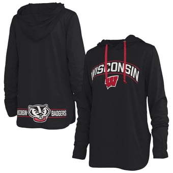 Women's Pressbox Black Wisconsin Badgers Allie Long Sleeve Hooded T-Shirt