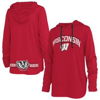 Women's Pressbox Red Wisconsin Badgers Allie Long Sleeve Hooded T-Shirt