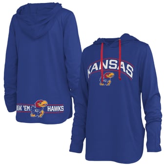 Women's Pressbox Royal Kansas Jayhawks Allie Long Sleeve Hooded T-Shirt